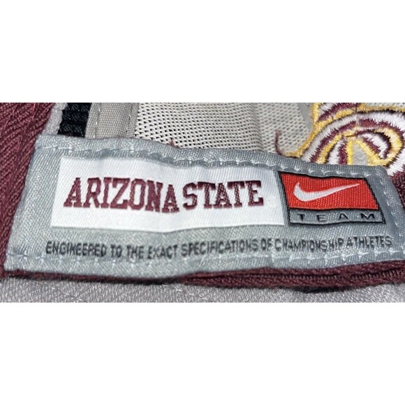 Nike Team Arizona State ASU Adjustable Hat Cap Y2K Maroon Gold Logo Swoosh - Picture 8 of 14